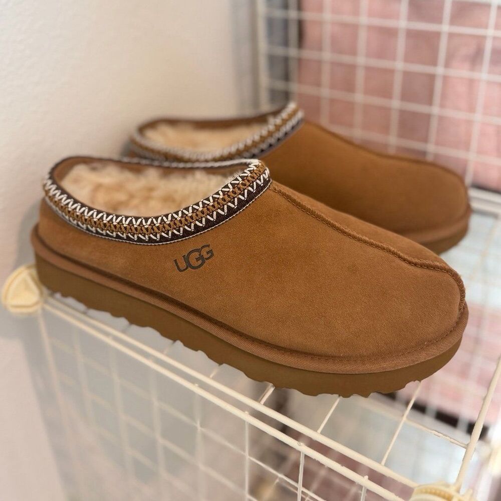 UGG Women's Tasman II Sheepskin Suede Slippers in Chestnut Size 11 NWOT